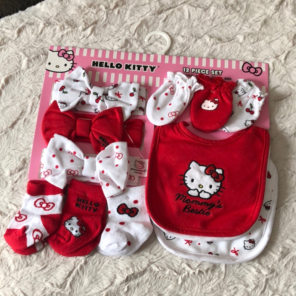 Hello Kitty Red & White Baby Bib and Accessory Set